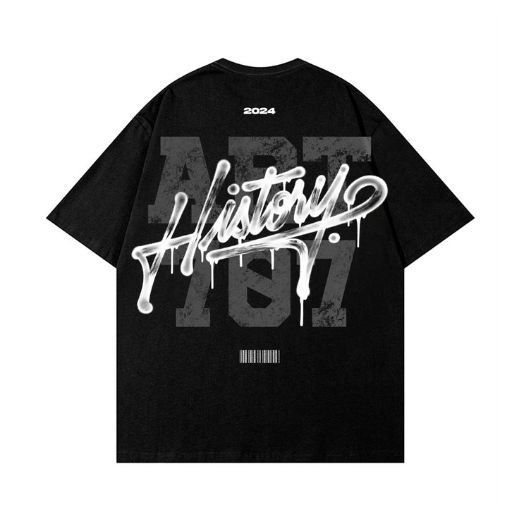Oversized Graphic Tee – History 187 Black